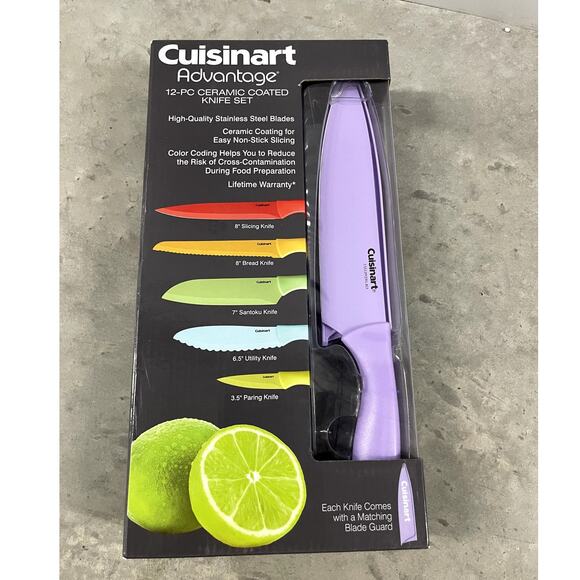 Cuisinart C55-12PCER1 12 Piece Ceramic Coated Color Knife Set with Blade Guard - Picture 1 of 6